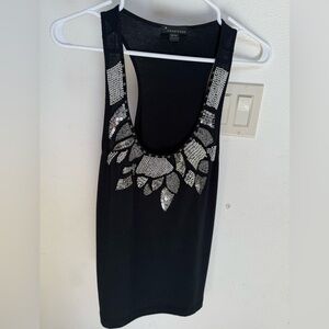 Express Black Tank Top with Silver Sequin Design
